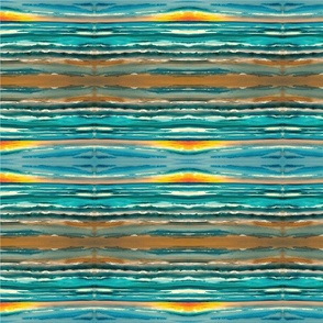  Sandy Stripes with Ocean Teal Waves Horizontal