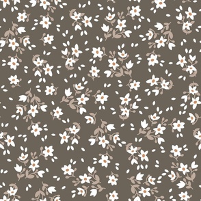 Ditsy Floral Brown Grey Large