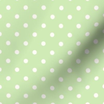 Bigger Scale Polkadots Antique White on Spring Green Baby Bunny Easter Nursery Coordinate