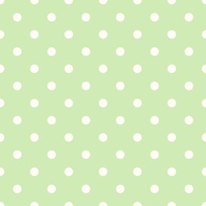 Bigger Scale Polkadots Antique White on Spring Green Baby Bunny Easter Nursery Coordinate