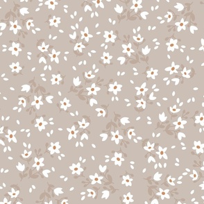 Ditsy Floral Taupe Large
