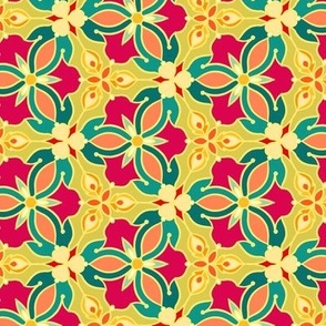 Quilting Retro Florals in Green and Magenta
