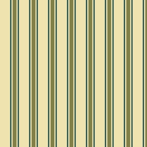 Brown and Teal Ticking Stripe on Yellow