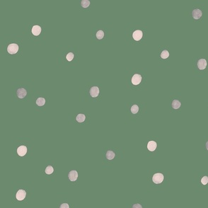 Painted Polka Dots on Green