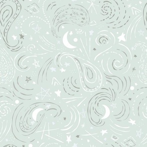 Written in the stars mint green grey stars and moon regular Scale by jac slade