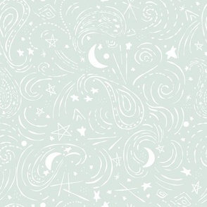Written in the stars mint green white stars and moon by jac slade