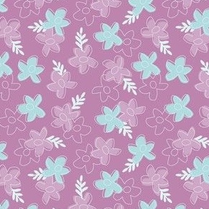 s - Fun Mauve Pink and Blue Ditsy Floral