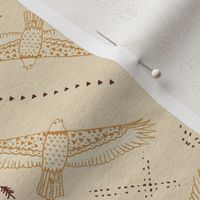 Eagle Hawk Bird of prey Woodland Bohemian geometric Sand Wallpaper