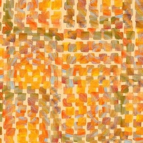 Sunny weave of yellows, orange, red, spring green