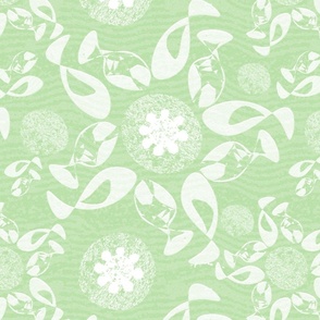 Wavy Green Bay Floral Dance Wallpaper Large Scale