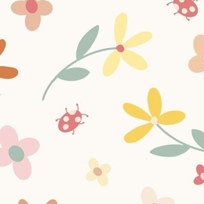 WHIMSICAL PASTEL FLORAL AND LADY BUGS