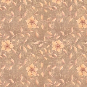 Textured Indian Inspired Floral - Apricot Gold