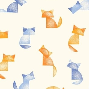 [M] Stamped Cats - Cream: Fun contemporary childhood-inspired minimal animal print for Baby, Kids, Boys, Nursery