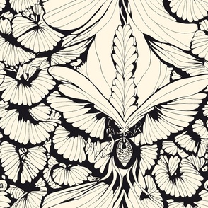 Moth and Flowers Coloring Book