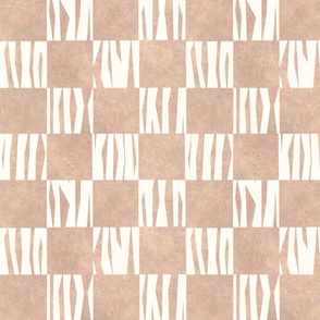 Geometric African Checkered Tiles - Soft Terracotta & Cream