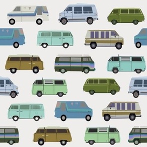 MEDIUM retro van life fabric - vintage vans, conversion van, retro colors, camper van