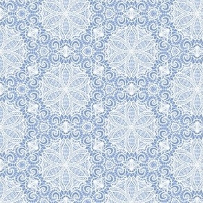 Honeycomb Lace in White on Wedgewood Blue - Coordinate