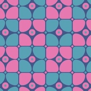 s/m - Teal Fuchsia Pink Retro Geometric
