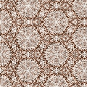 Honeycomb Lace in White on Chocolate Brown - Coordinate