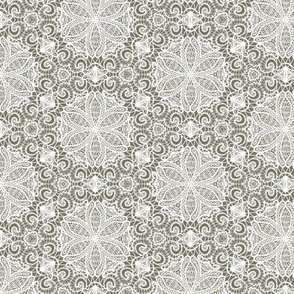 Honeycomb Lace in White on Regency Sage - Coordinate