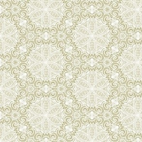 Honeycomb Lace in White on Sage Green - Coordinate