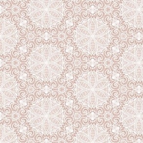 Honeycomb Lace in White on Regency Pink - Coordinate