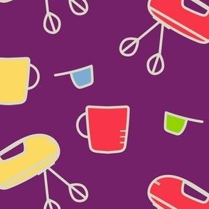 kitchen tools on purple background