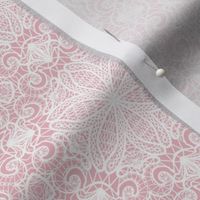 Honeycomb Lace in White on Cameo Pink - Coordinate