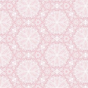 Honeycomb Lace in White on Cameo Pink - Coordinate