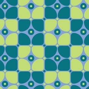 s/m - Teal Lime Green Retro Geometric