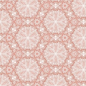 Honeycomb Lace in White on Aged Terra Cotta - Coordinate