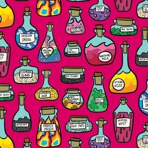 Pink Halloween Potion Bottles with Funny Ingredients (Small)