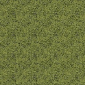 Deep Dark Forest Floral Texture in Olive Green with 2” Repeats