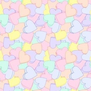 Candy Hearts in Multi Pastel Colors 3 inch Repeat