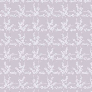 Lavender Whispers Almost White Intersecting Lavender Wreaths on Pastel Purple 10 inch Repeat
