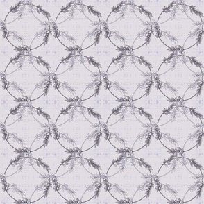 Lavender Intersecting Wreaths on Textured Gray Lilac Background 8 inch Repeat