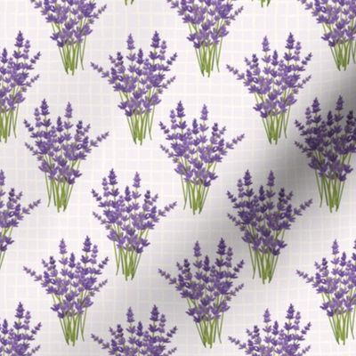 French Lavender Posy Bouquet on Solid Pale Pastel Purple Background 12 inch Repeat