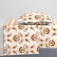 Ethnic paisley motif - brown, peach and off-white // big scale