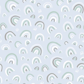 Rainbows Baby blue mint green grey Large Scale by Jac Slade