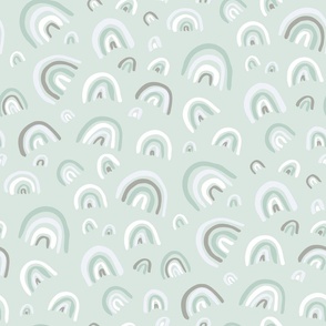 Rainbows mint green grey Large Scale by Jac Slade