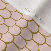 Seal Beach Shingles | Scalloped Pattern in Pink and Gold | Coastal Cottage Style 