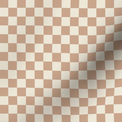 mini checks - retro checkers clay and beige checkerboard 