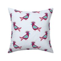 colorful birds on light blue | medium