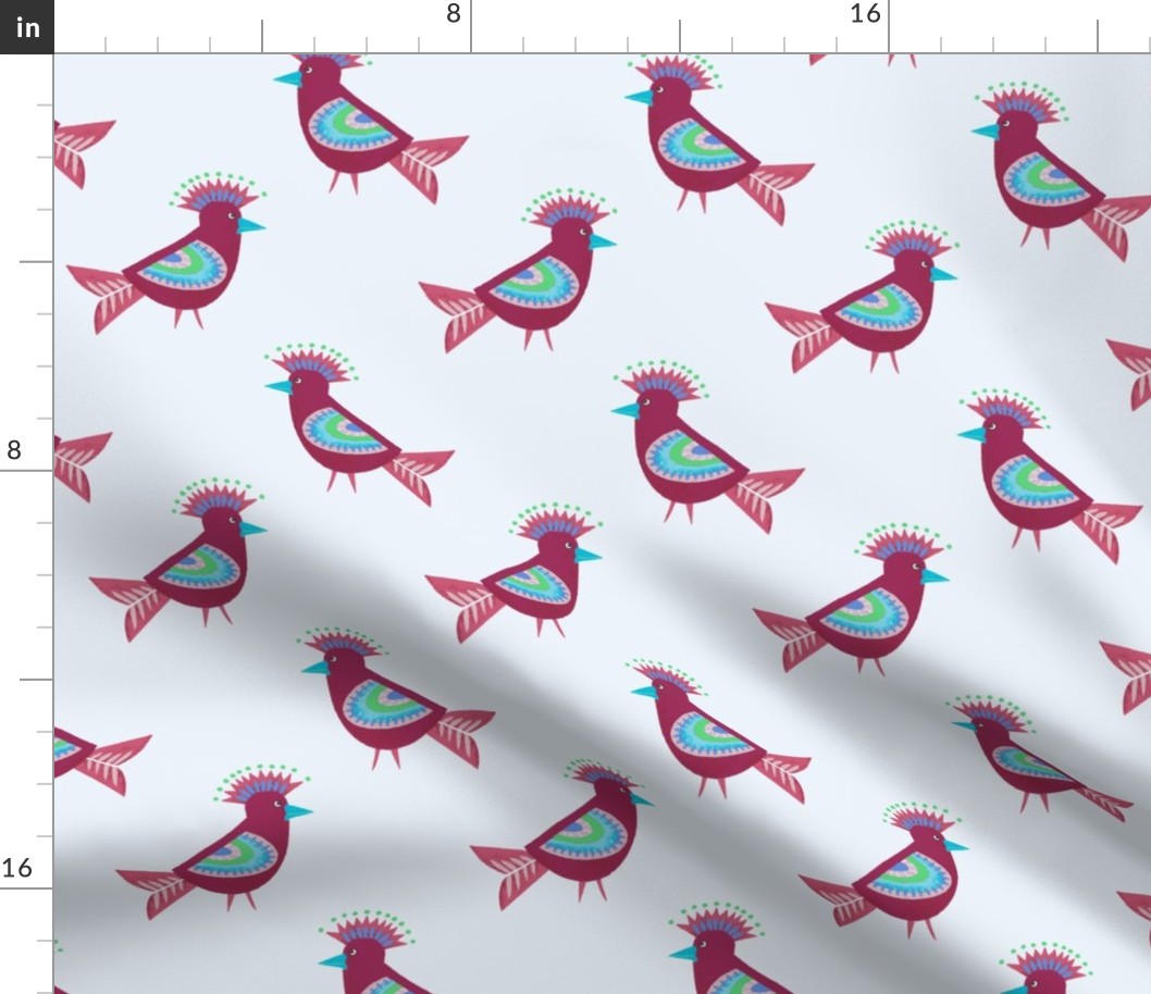 colorful birds on light blue | medium