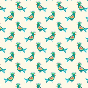 colorful birds on light yellow | small