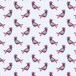 colorful birds on light blue | small