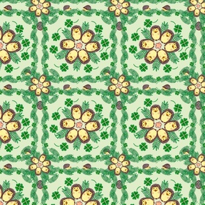 Whimsical Hedgehogs Florals in Green