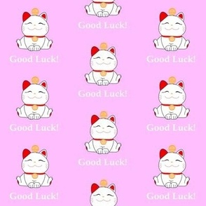 Good luck Maneki Neko cats on pink