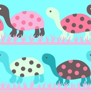 Cute Pink & Blue Turtles Tortoise 