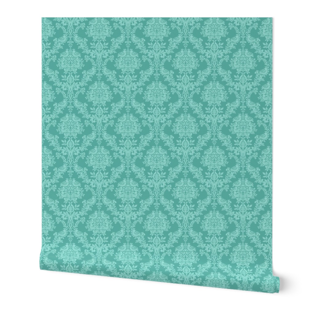 Bird damask - turquoise